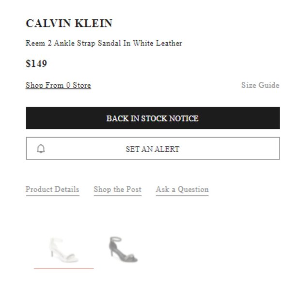 Calvin Klein" Reem 2" Ankle Strap Sandal In White Leather - Picture 14 of 16